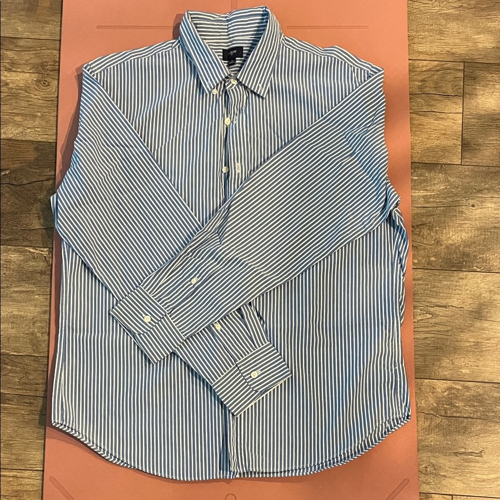 J. Crew Navy and White Striped Casual Shirt